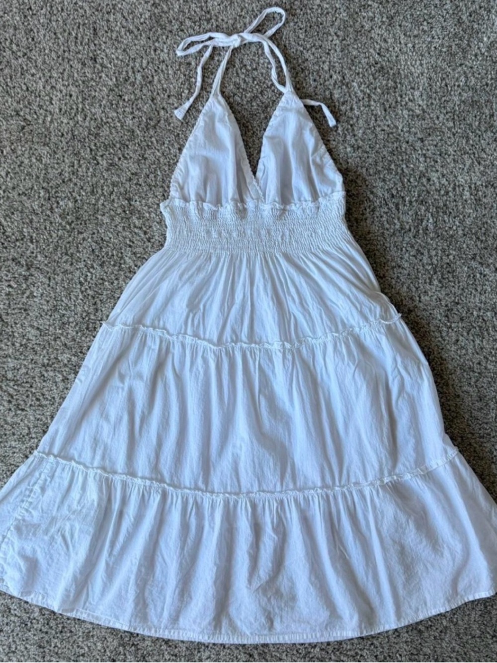 Vintage White Halter Tiered Sundress